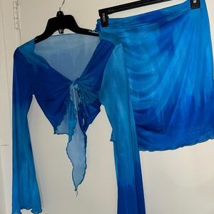 Matching skirt and tie crop top set